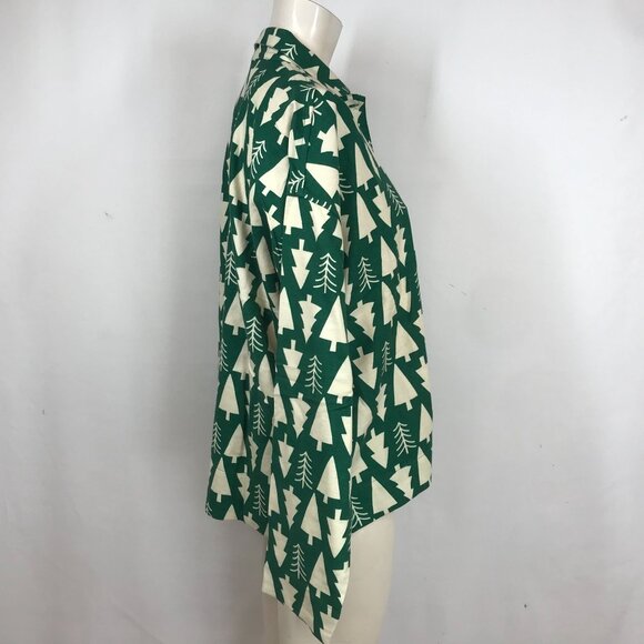 HANNA ANDERSSON - WOMEN'S SMALL -GREEN LONG SLEEVE BUTTON COLLARED COTTON PAJAMA - Picture 4 of 8